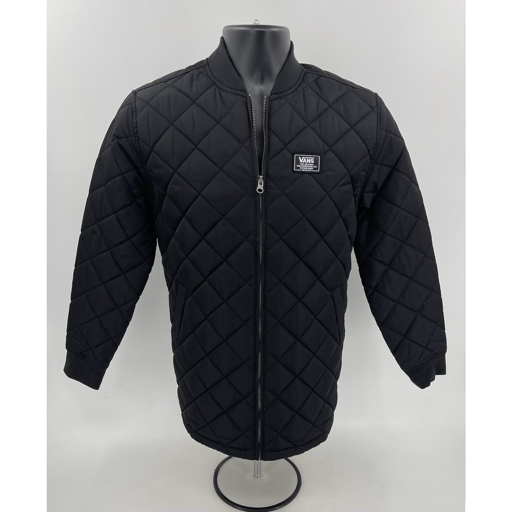 Vans Boom Boom Satin Black Bomber Jacket Women Size XS VN0A5JH2BLK NWOT